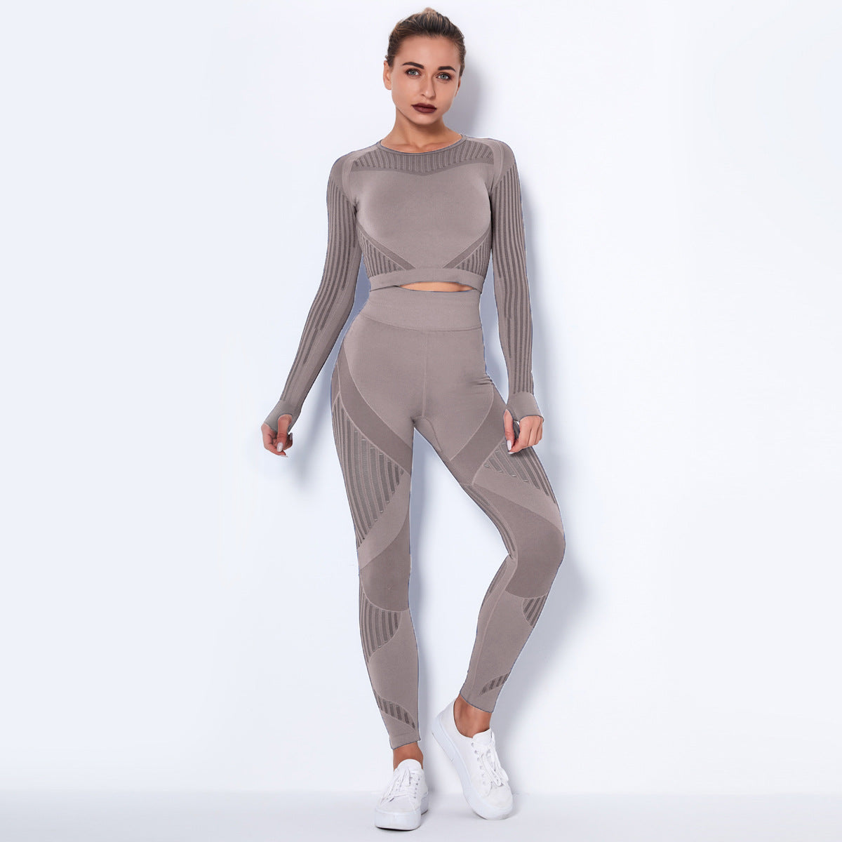Seamless Knitted Absorbent Yoga Long-Sleeved Suit Yoga Wearsuit - Global Trending