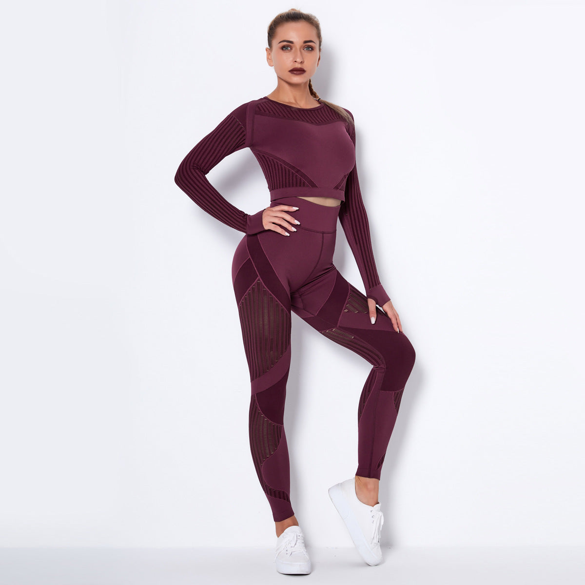 Seamless Knitted Absorbent Yoga Long-Sleeved Suit Yoga Wearsuit - Global Trending