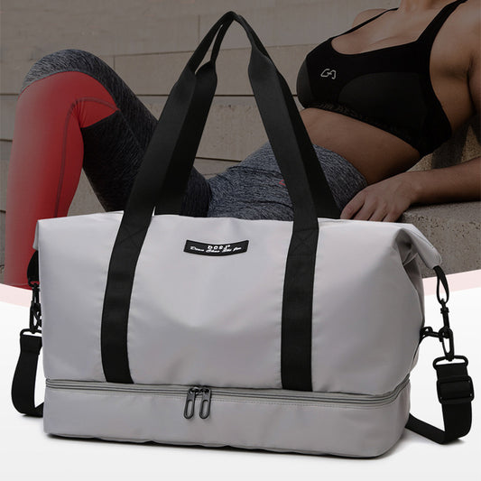 Large Capacity Travel Duffle Bag With Shoes Compartment Portable Sports Gym Fitness Waterfproof Shoulder Bag Weekender Overnight Handbag Women - Global Trending