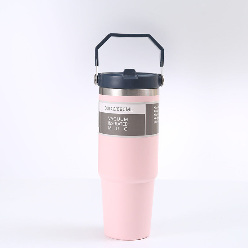 Portable Car Cup Stainless Steel Cup Travel Sports Water Bottle With Handle Cover Coffee Tumbler Cup - Global Trending