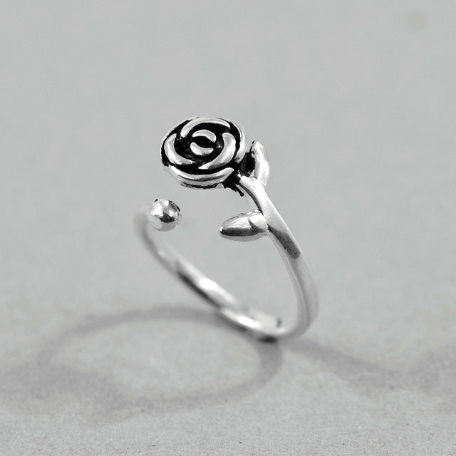 S925 Sterling Silver Rose Vintage Ring - Global Trending