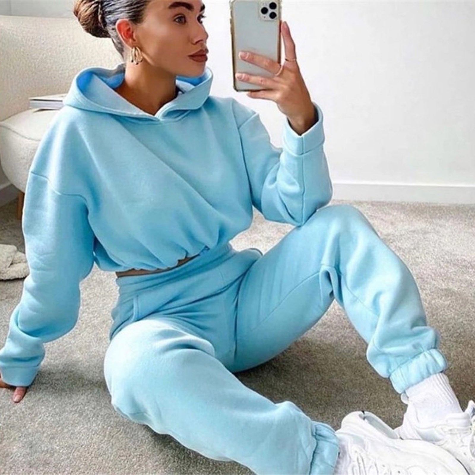 Jogging Suits For Women 2 Piece Sweatsuits Tracksuits Sexy Long Sleeve HoodieCasual Fitness Sportswear - Global Trending