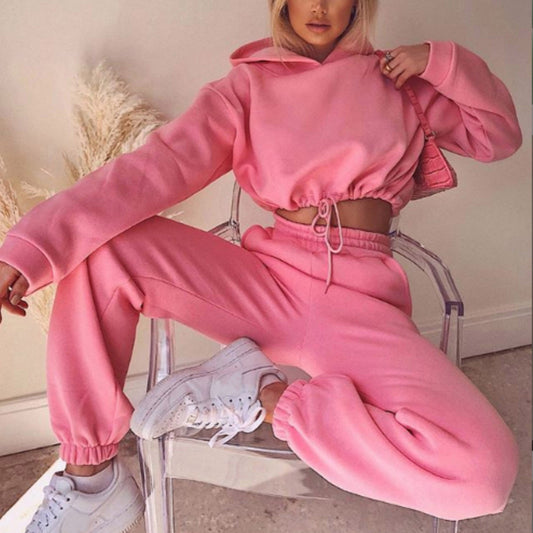Jogging Suits For Women 2 Piece Sweatsuits Tracksuits Sexy Long Sleeve HoodieCasual Fitness Sportswear - Global Trending