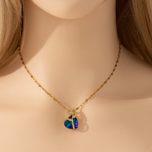 Women's Fashion Sapphire Heart Pendant Necklace - Global Trending