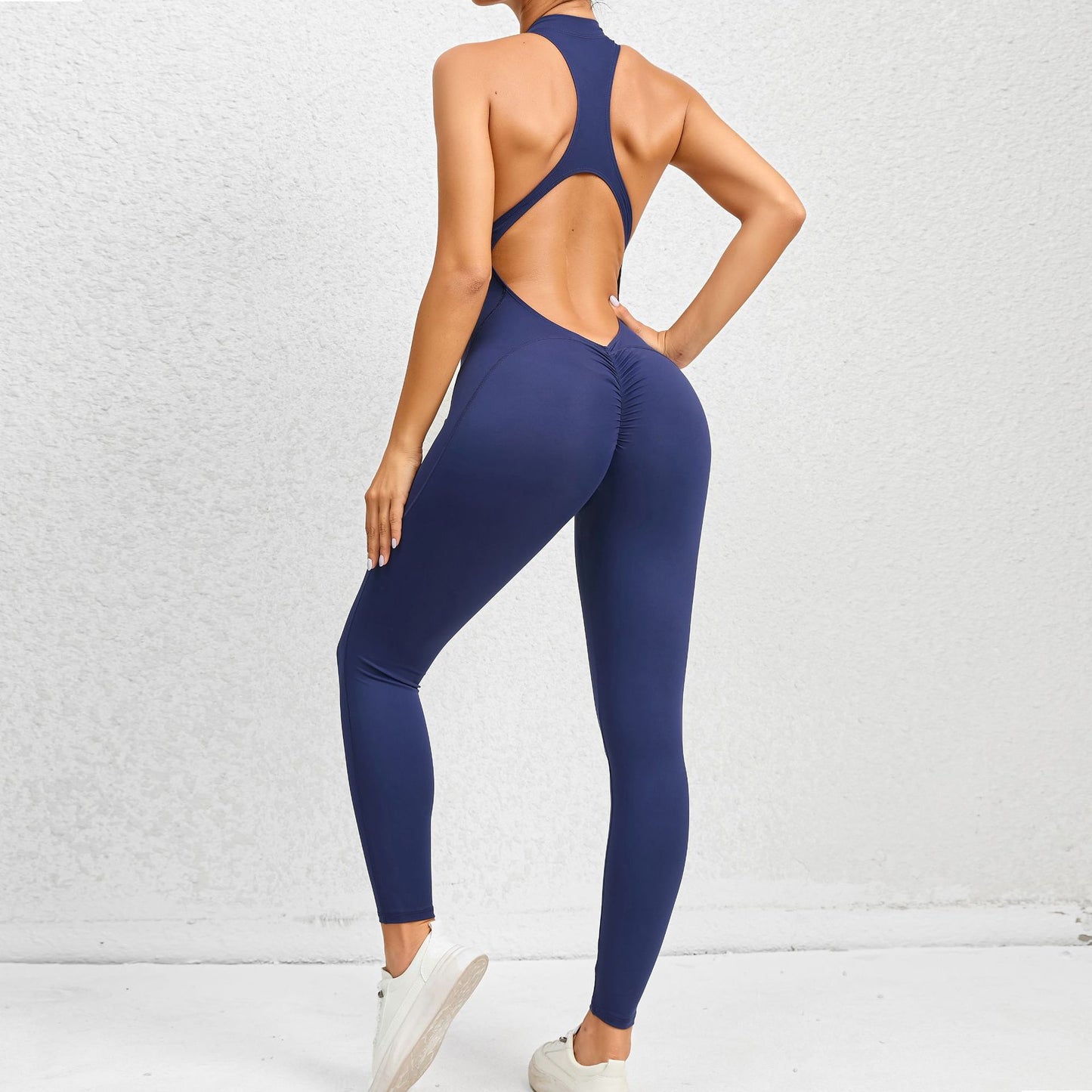Zippered Yoga Fitness Jumpsuit Sleeveless Tummy Control Stretch Shapewear Butt Lifting Sportswear Women Fashion Outfits Clothing - Global Trending