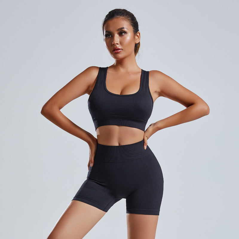 2pcs Yoga Set Women's Vest And Shorts Tracksuit Seamless Workout Sportswear Gym Clothing High Waist Leggings Fitness Sports Suits - Global Trending